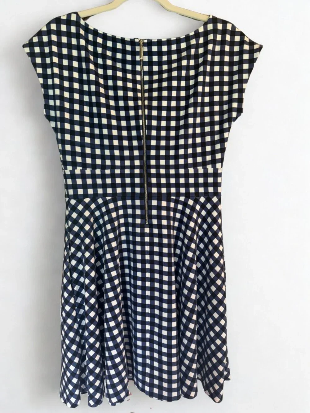 Kate Spade Size 6 Navy Gingham Fit & Flare Skater Mini Dress